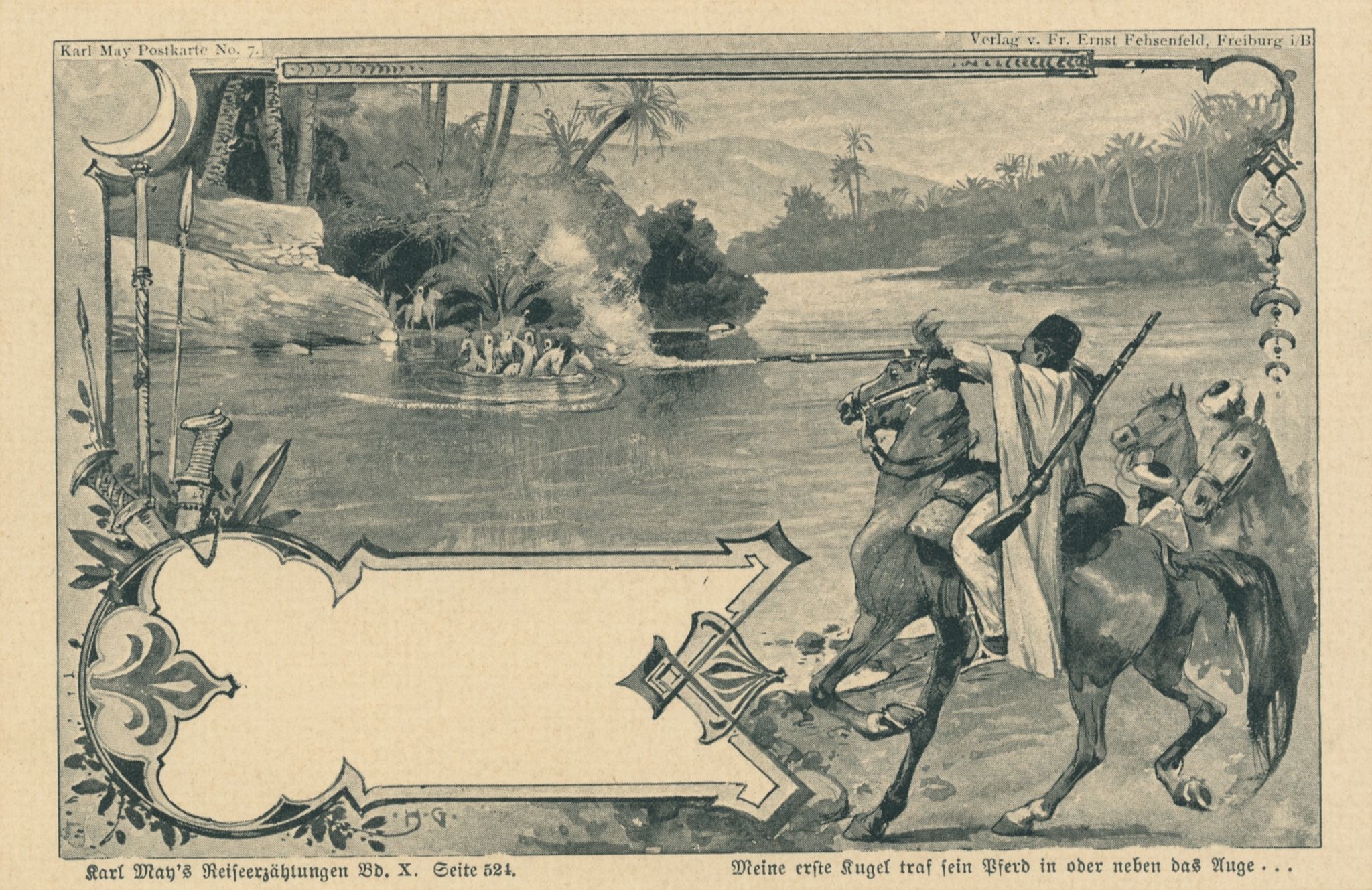 Kartolinë gjermane me imazhet e librit të Karl May-it, “Durch Das Land der Skipetaren”, viti 1900